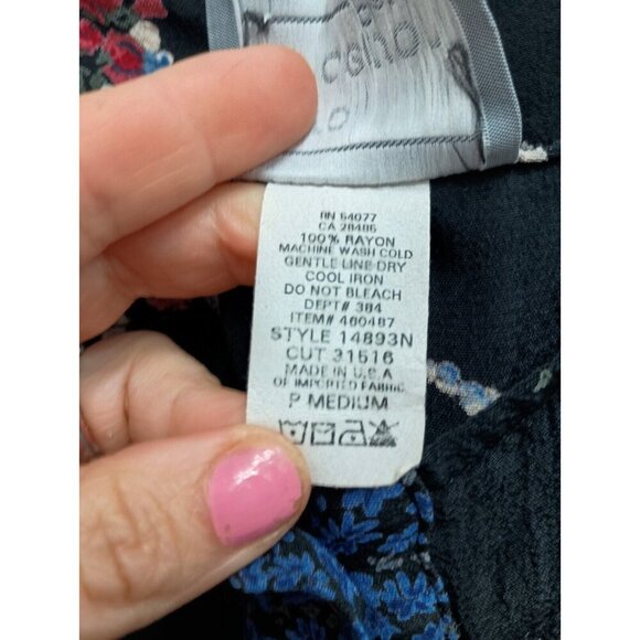 VTG Carol Anderson Womens Sleeveless Maxi Dress Medium Petite Blue Floral BOHO - Picture 6 of 8